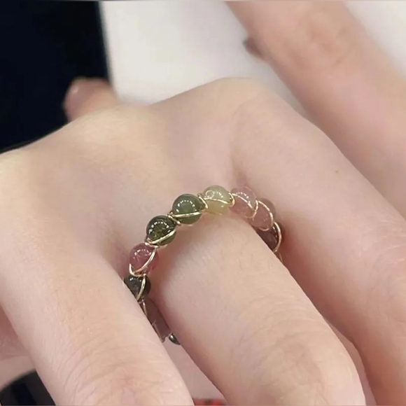 Boho Multi Natural Stone Linked ✨️ Ring - Picture 2 of 6